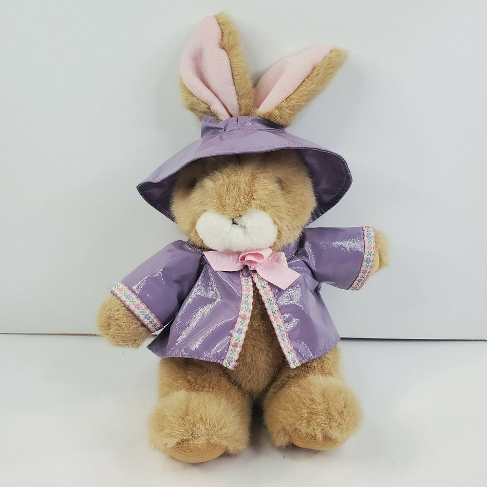 Commonwealth 1992 Rabbit w Easter Spring Raincoat Plush Bunny